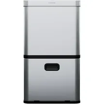Klarstein Touchless Sensor-Mülleimer - 56L Küchen-Abfalleimer mit Bewegungssensor, 3-in-1-Mülleimer, Trennsystem, Soft-Close, Edelstahl, hygienisch - Silber