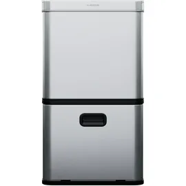 Klarstein Touchless Sensor-Mülleimer - 56L Küchen-Abfalleimer mit Bewegungssensor, 3-in-1-Mülleimer, Trennsystem, Soft-Close, Edelstahl, hygienisch - Silber
