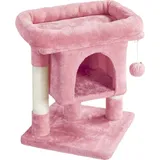 Yaheetech Kratzbaum 60 cm Kleiner Katzenkratzbaum, mit Katzenhöhle Plüsch Sisal, Katzenbaum Katzenmöbel Spielbaum für kleine Katzen, Hellrosa - Hellrosa
