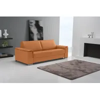 2,5-Sitzer EGOITALIANO "Cecilia, modern & elegant, erstklassiger Sitzkomfort, Breite 234cm", orange, B:234cm H:85cm T:102cm, Leder »BULL« (echtes Rindsleder). Geschliffenes, pigmentiertes und behandeltes Rindsleder mit einer Dicke von 1, 3-1, 5 mm. Dieses Leder zeigt eine ziemlich weiche Hand mit einem halb undurchsichtigen Aussehen. Es handelt sich um ein geschütztes Leder. Eine leichte Deckschicht schützt sie vor Flecken, ohne ihre ursprünglichen Eigenschaften zu verändern. Die geschützten Leder