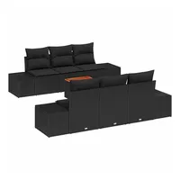 VidaXL Garten-Sofa-Set mit Kissen Schwarz Poly Rattan