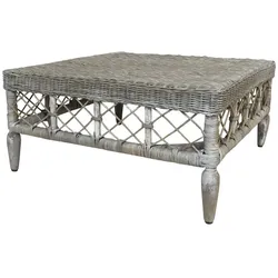 Chic Antique Rattan Tisch mit Muster, 36,5x75x75 cm