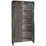 Massivmoebel24 Vitrine Akazie 105 x 45 x 204 cm Grau