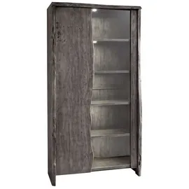 Massivmoebel24 Vitrine Akazie 105 x 45 x 204 cm Grau