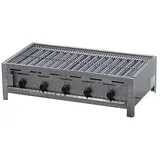BSR-Grillen 5-flammiger Profi Gasgrill aus Edelstahl, stufenlos regelbar, Gasbräter, Gastrogrill, Gastrobräter mit Gasschlauch und Druckminderer (18,4 kW | verchromter Grillrost)