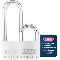 ABUS Vorhängeschloss Titalium 64TI/40 + HB63 - 3er Set, gleichschließend - Kellerschloss mit Schlosskörper aus Spezial-Aluminium - gehärteter Stahlbügel - ABUS-Sicherheitslevel 5