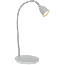 Lightbox LED Schreibtischlampe mit warmweißem Licht - moderne Tischleuchte mit Flexarm und Schalter - Kunststoff/Metall Titan - Höhe 40cm