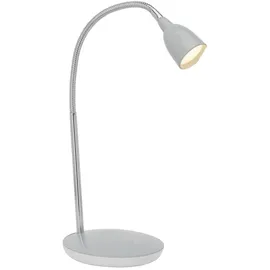 Lightbox LED Schreibtischlampe mit warmweißem Licht - moderne Tischleuchte mit Flexarm und Schalter - Kunststoff/Metall Titan - Höhe 40cm