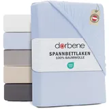 DarBene® Spannbettlaken 180x200cm Jersey Baumwolle, Bettlaken 180x200, Leintuch, Matratzenbezug Oeko-TEX zertifiziertes Spannbetttuch 180x200 cm, Spannleintuch 180x200, Bettbezug, Hellblau