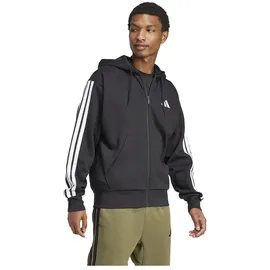 adidas Essentials 3-Streifen Fleece Reißverschlusspullover Black / White 3XL