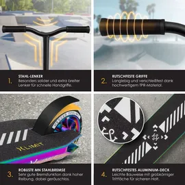 Kesser KESSER® Stunt Scooter X-Limit-Pro 360° Lenkung Funscooter Stuntscooter mit Ständer ABEC 9 Kugellagern, 110 mm PU Räder , Kickscooter Tretroller Cityroller Trick Roller für Kinder Erwachsene