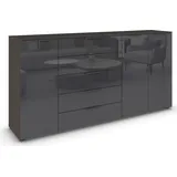 Rauch Kombikommode 200 x 100 x 42 cm Glas Basalt / Schwarz