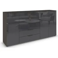 Rauch Kombikommode 200 x 100 x 42 cm Glas Basalt / Schwarz