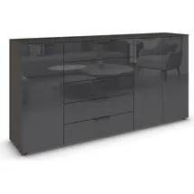 Rauch Kombikommode 200 x 100 x 42 cm Glas Basalt / Schwarz