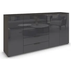Rauch Kombikommode 200 x 100 x 42 cm Glas Basalt / Schwarz