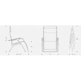 Lafuma Futura XL BeComfort Relaxsessel 76 x 90 x 127 cm silver klappbar LFM3131-8901