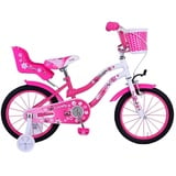 Volare Kinderfahrrad 14 Zoll Kinder Mädchen Fahrrad Kinderfahrrad Rad Bike LOVELY ROSA 1490, 1 Gang, Rücktritt, Korb, Stützräder, Puppensitz, Schutzbleche, Kettenschutz