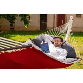 AMAZONAS Hängematte Fat Hammock XXL Set + Olymp-Gestell aus FSC-zertifiziertem Holz - Rot