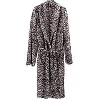 Bademantel Unisex Fell Tierfellmuster Tiermotiv Leopard Microfaser Saunamantel Morgen Supersoft Fleece Cashmere Touch Mantel Damen & Herren viele Farben und Größen (S, M, Regular, Schneeleopard) - S-M