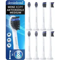 Demirdental 8er demirdental Mini Aktivkohle für Philips Sonicare Ersatzbürsten,