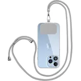 Drucilla Universal Handykette Abnehmbar, Handyband zum Umhängen, Handy Kette mit Kordel & Pad, Einstellbar Schlüsselband für alle Smartphones Hüllen (Grey)