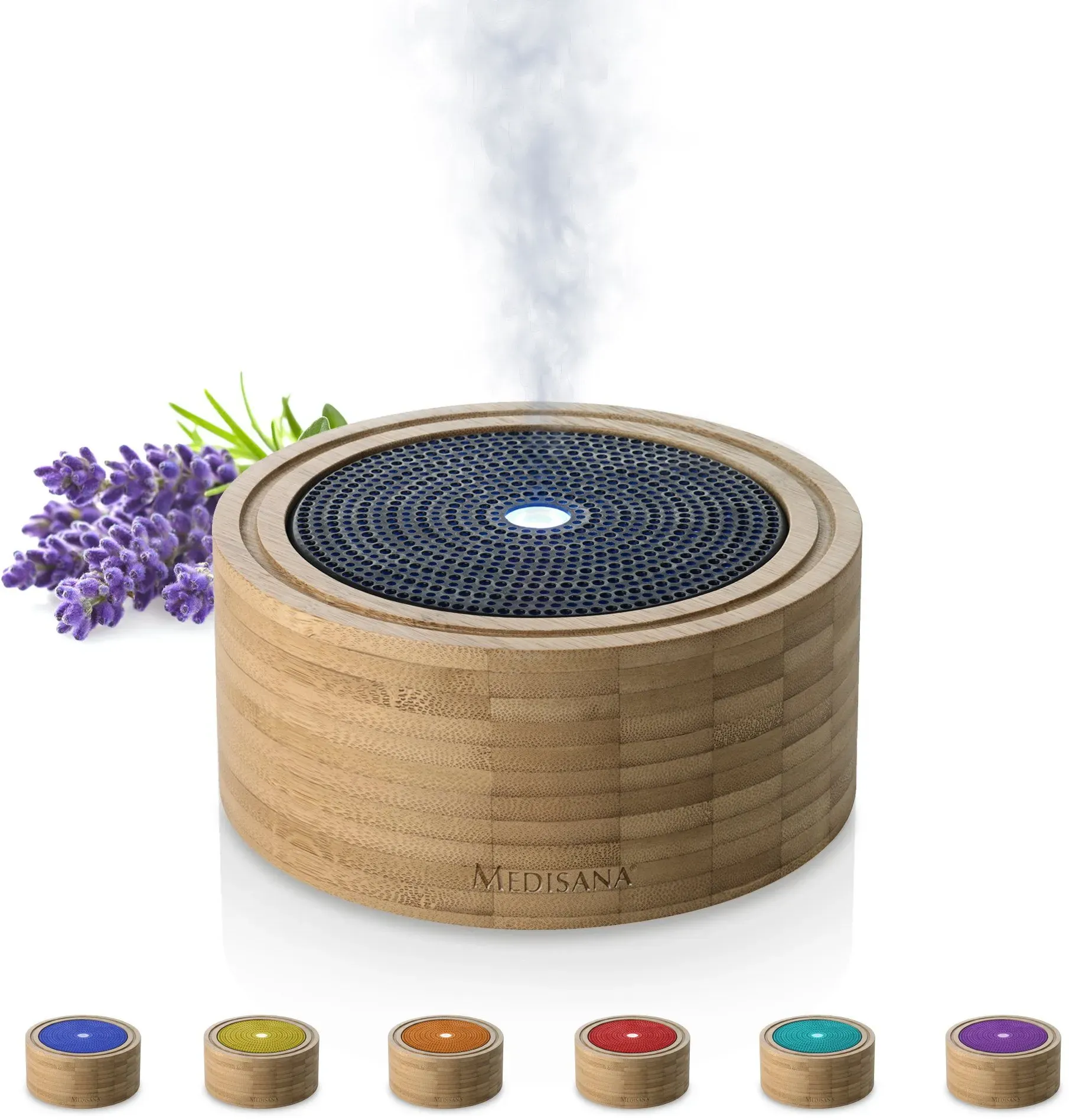 medisana AD 625 Aroma Diffuser aus Bambus | Timerfunktion Wellness-Licht in 5 Farben Für Duftöle 1 St
