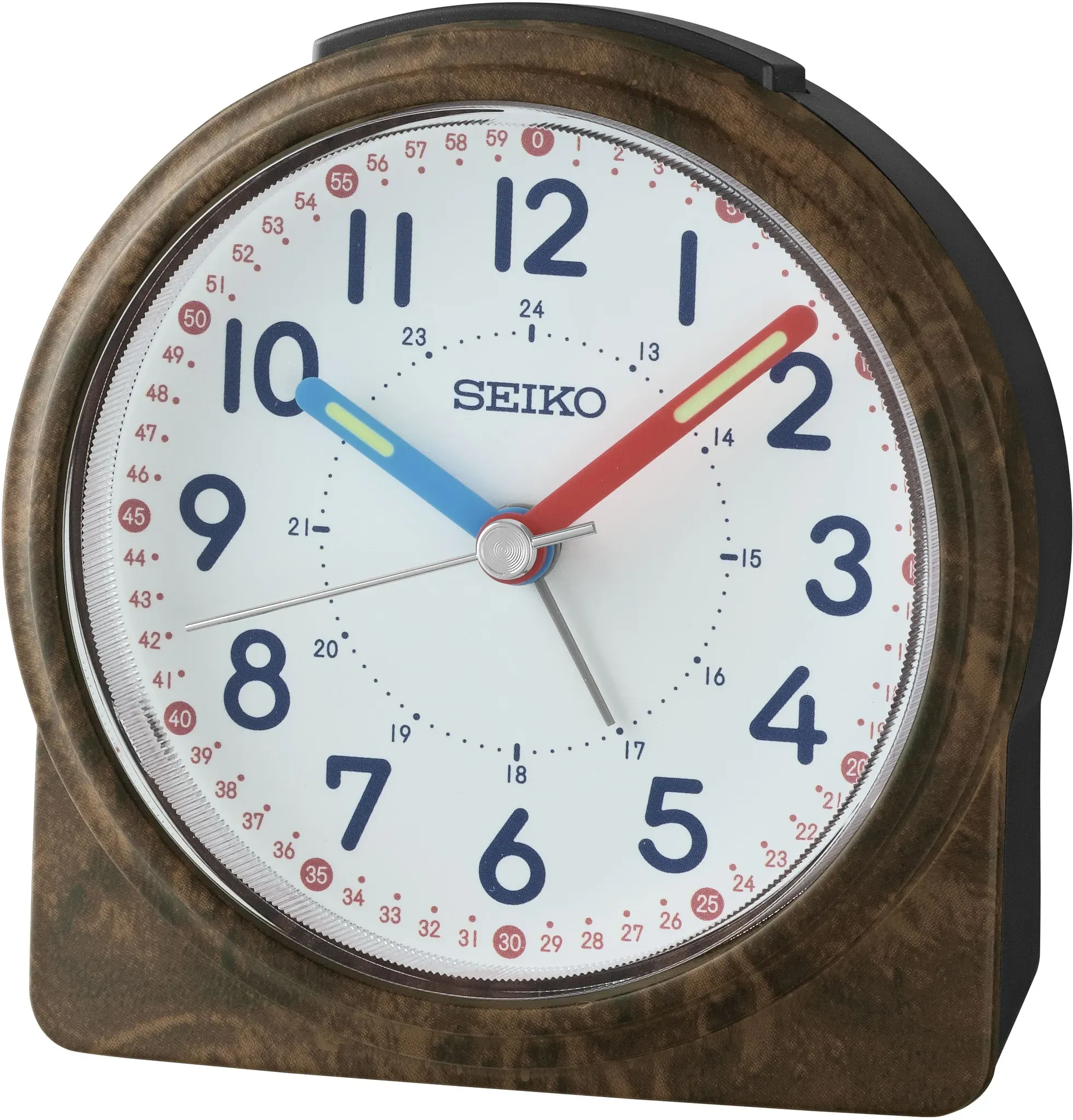 Quarzwecker SEIKO, nußbaumfarben, Wecker, Reisewecker, Schlafzimmer, Beleuchtung, Schlummerfunktion