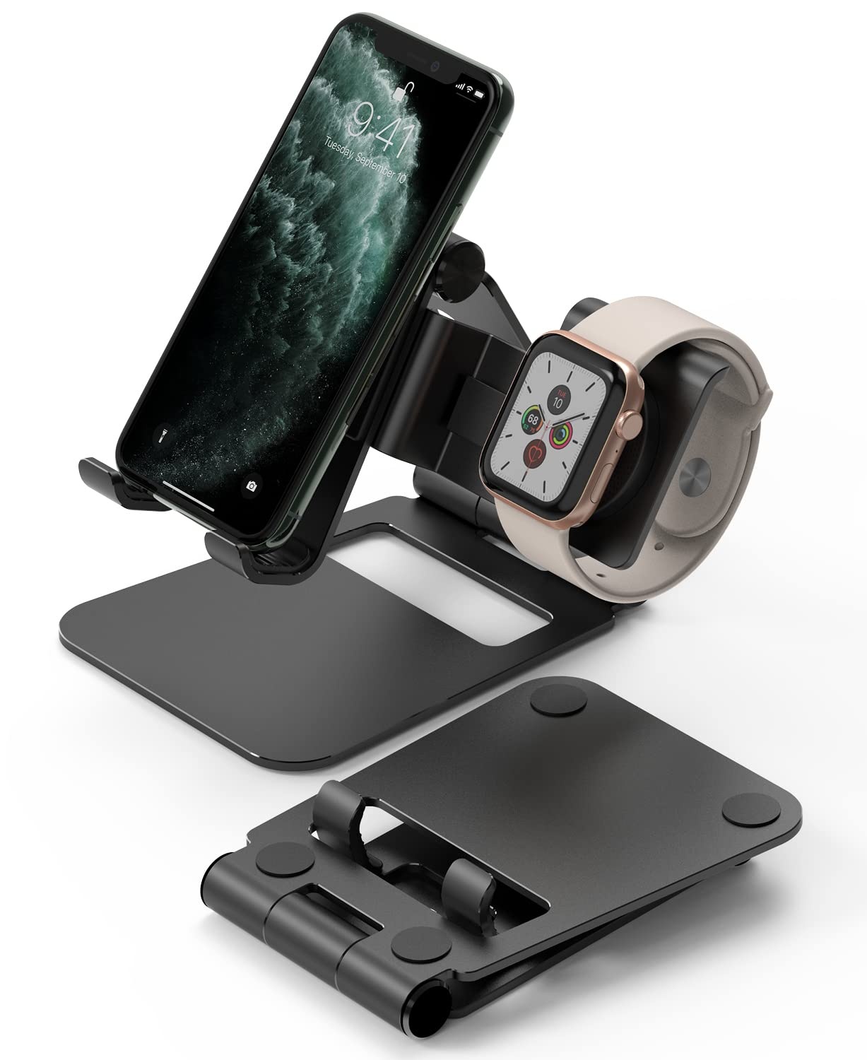 Ringke Super Klappständer [2 in 1] Tragbares Faltbar Handy & Smartwatch Ständer für Apple Watch 5 & 4, 3 & 2 & 1, iPad, Nintendo Switch, Tablet, Smartphone