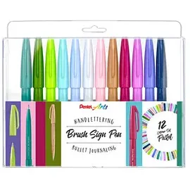 Pentel Pastel SES15C-12 Brush-Pen-Set farbsortiert, 12 St.