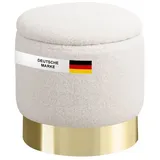 Albatros International Albatros Hocker mit Stauraum Nizza – Sitzhocker mit Stauraum, Modernes Design, Edler Sherpa-Bezug – Sitztruhe oder Sitzbank mit Stauraum – optimal als Fußhocker oder Hocker Schminktisch, Weiss
