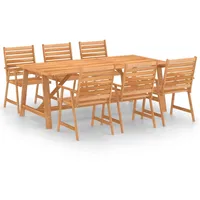 vidaXL Garten-Set Massivholz Akazie 3057846 5-tlg. Tisch 206 x 100 x 74 cm natur