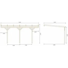 habitat garten Anbau-Carport Solar 2 4,37 x 3,00 m Braun
