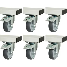 Rau Rollensatz für Serie adlatus 300+600, 6 Lenkrollen mit Feststeller