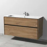 Sanipa Keramik-Waschtisch-Set mit Waschtischunterschrank „Twiga“ 119 × 50 × 61 cm in Eiche Kansas, ohne Beleuchtung