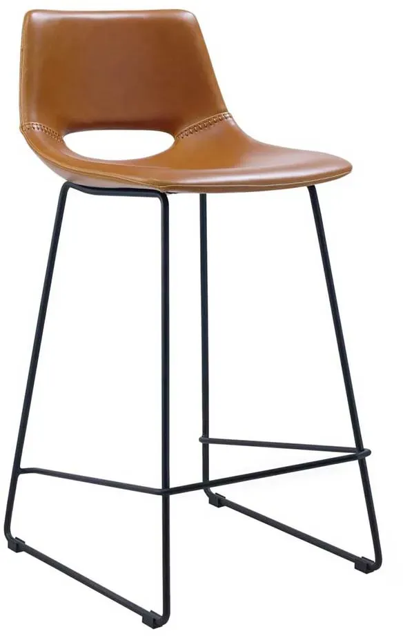 Küchenbarhocker in Braun Kunsleder Bügelgestell (2er Set)