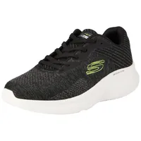 SKECHERS Herren Skech-lite Pro Faregrove Sneaker, Schwarzer Rundstrick-Synthetik-Limettenbesatz, 45 EU