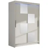 MIRJAN24 Kleiderschrank Miami III (mit Spiegel, Kleiderstange, Schiebetüren, Einlegeboden) Schlafzimmerschrank Schiebetürenschrank weiß