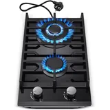 EU-zertifiziertes Gaskochfeld mit 2 Brennern, 30 cm