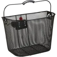 3 x Fahrradkorb für vorne, abnehmbar, mit Klicksystem, Lenkerkorb aus Metall, engmaschig, HxBxT 27x34,5x26cm, schwarz