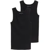Tom Tailor Herren Tanktops mit Rippstruktur im 2er-Pack, schwarz, Uni, Gr. XL/7