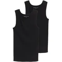 Tom Tailor Herren Tanktops mit Rippstruktur im 2er-Pack, schwarz, Uni, Gr. XL/7