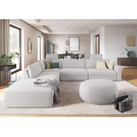 sit&more Ecksofa SIT & MORE "Cadabra L-Form", silber, B:356cm H:80cm T:292cm, Samtoptik (100% Polyester);Soft clean (98% Polyester, 2% Polyamid);Struktur fein (100% Polyester), Sofas, Ecksofa, Breite 356 cm, mit Sitztiefenverstellung