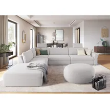 sit&more Ecksofa SIT & MORE "Cadabra L-Form", silber, B:356cm H:80cm T:292cm, Samtoptik (100% Polyester);Soft clean (98% Polyester, 2% Polyamid);Struktur fein (100% Polyester), Sofas, Ecksofa, Breite 356 cm, mit Sitztiefenverstellung