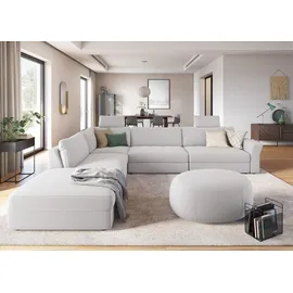 sit&more Ecksofa SIT & MORE "Cadabra L-Form", silber, B:356cm H:80cm T:292cm, Samtoptik (100% Polyester);Soft clean (98% Polyester, 2% Polyamid);Struktur fein (100% Polyester), Sofas, Ecksofa, Breite 356 cm, mit Sitztiefenverstellung