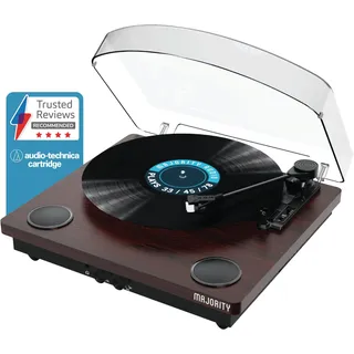 MAJORITY Schallplattenspieler mit Lautsprecher | Plattenspieler mit Bluetooth Senden & Empfangen | Vinyl Record Player 33/45/78 | Turntable Vinyl USB-Aufnahme | Plattenspieler Retro mit Slipmat | MAJORITY Moto