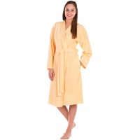 framsohn frottier Damenbademantel Jersey, Kurzform, Jersey, Kimono-Kragen, Gürtel, besonders leicht, Reisebademantel gelb M