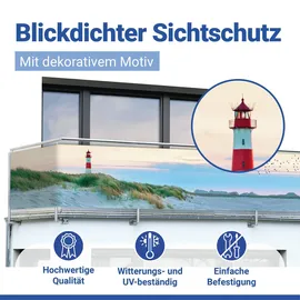 Maximex Balkon-Sichtschutz Mod. Nordseeküste, 5m, blickdichte Balkonverkleidung, UV- und witterungsbeständig, schnelltrocknend und reißfest, zuschneidbar, Kunststoff