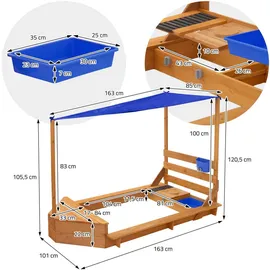 ML-Design Sandkasten mit Dach Boot blau
