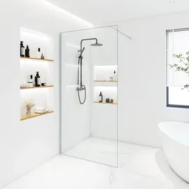 Home Deluxe - Duschabtrennung - BAKI - Breite: 140 cm, Klarglas, Aluminiumrahmen - 10 mm ESG - Sicherheitsglas I Walk in Dusche, Duschwand, Duschtür - Transparent
