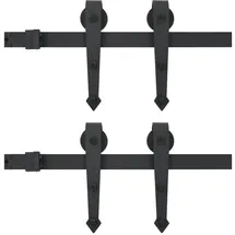 vidaXL Schiebetür-Beschlagsatz rechts 183 x 0 cm Schwarz